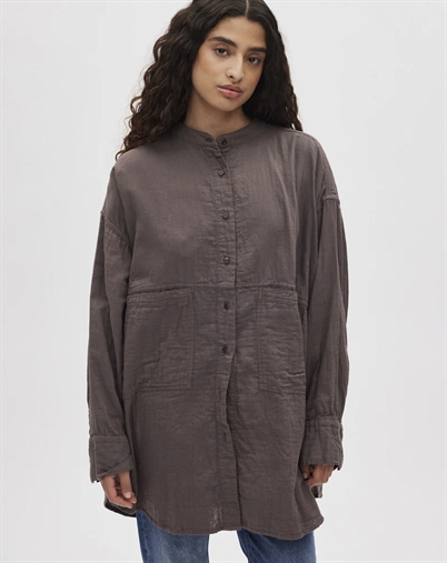 Rabens Saloner - Sonja Cotton Double Oversized Hemd - Brown